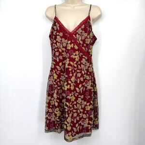 Vintage Y2K Slip Dress XOXO Mesh coquette Lace Floral Fairy Bias Cut